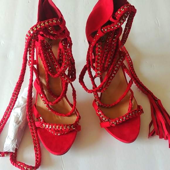 Just Fab 5" Heels W Ankle Wrap - Picture 7 of 8